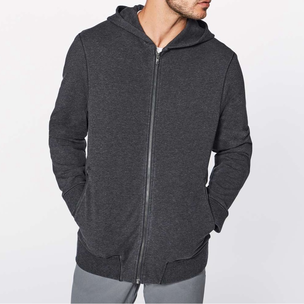 Lululemon Mens Cross Cut Hoodie Full Zip Sweatshirt Heathered Black Medium M